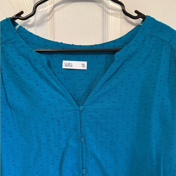 Women's Croft & Barrow® Teal Button-Up Blouse - Picture 3 of 8